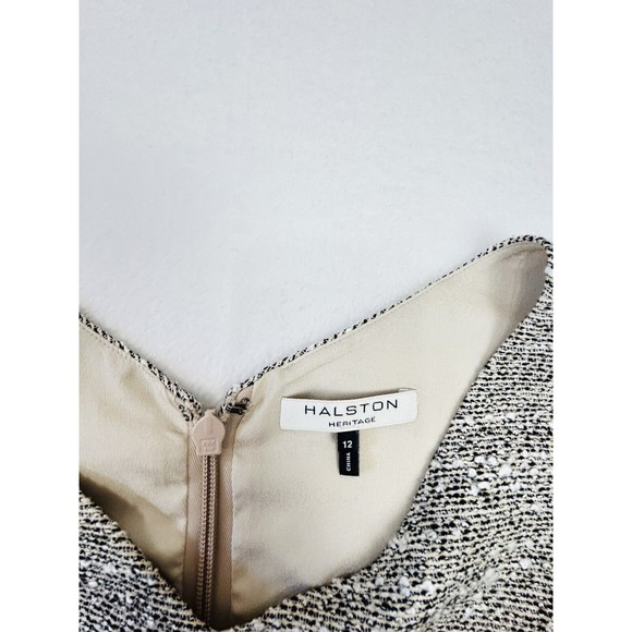 Womens Drop Waist Tweed Dress Size 12 Sleeveless Halston Heritage Schoolgirl - Picture 10 of 16